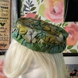 Vintage Green and Yellow Women's Pillbox Hat